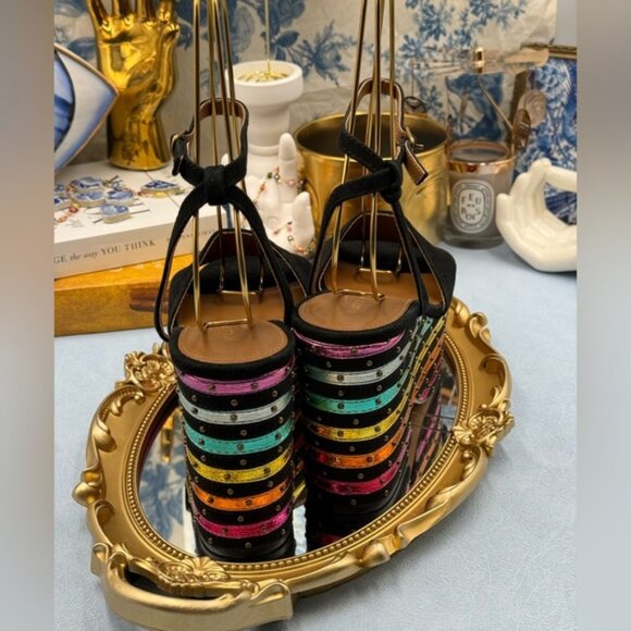 🆕 KURT GEIGER LONDON 🧿 NWOB Shoreditch Rainbow Platform Sandal Sz 36 US 6 - Picture 10 of 16